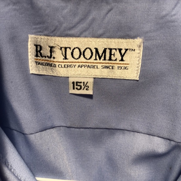 RJ Toomey summer comfort Shirt Mens 15.5 Clerical Hidden Button short sleeve - Picture 2 of 6